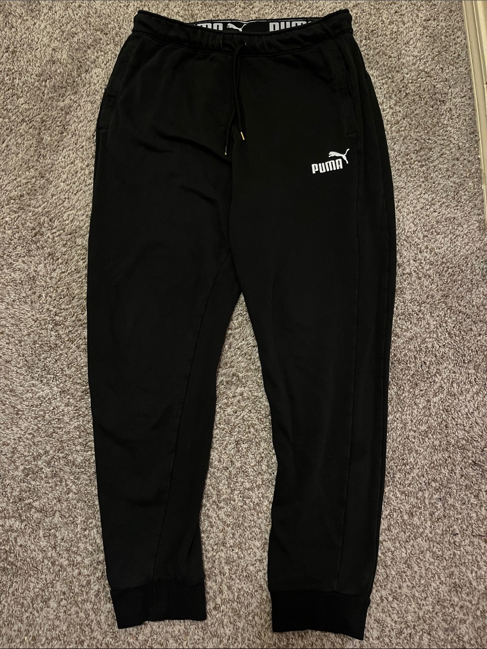 Puma Black Men's Jogger Sweatpants with White Logo